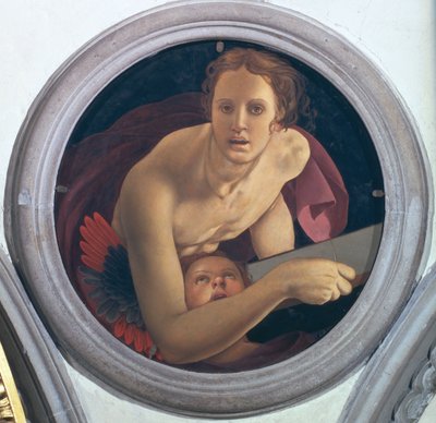 St. Mattheüs, tondo van de koepel van de Evangelisten, 1528 (paneel) door Jacopo Pontormo