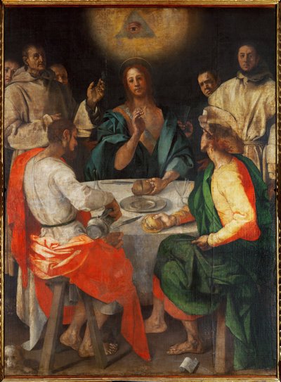 Emmaüsgangers (olieverf op hout) door Jacopo Pontormo