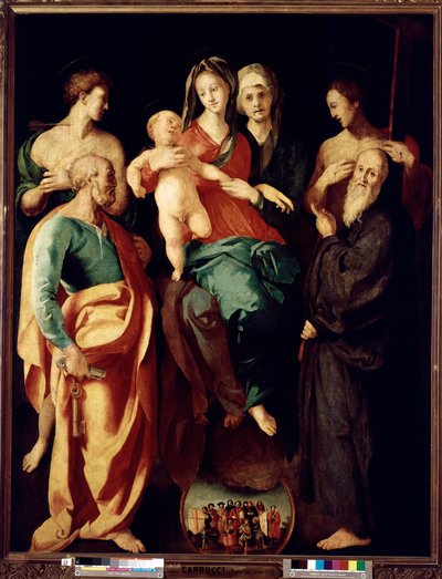 Maagd en kind met Sint-Anna en vier heiligen door Jacopo Pontormo