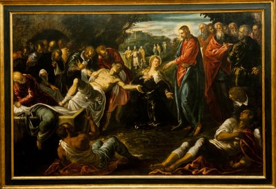 De opwekking van Lazarus door Jacopo Robusti (studio of) Tintoretto