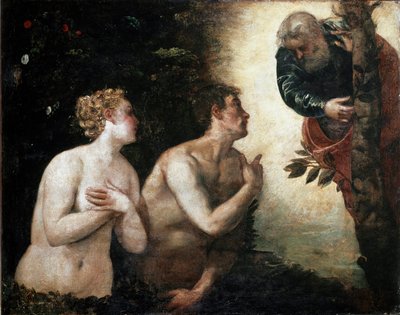 Adam en Eva tegenover de Eeuwige Vader door Jacopo Robusti Tintoretto