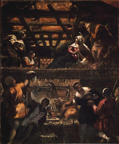 Aanbidding van de herders door Jacopo Robusti Tintoretto