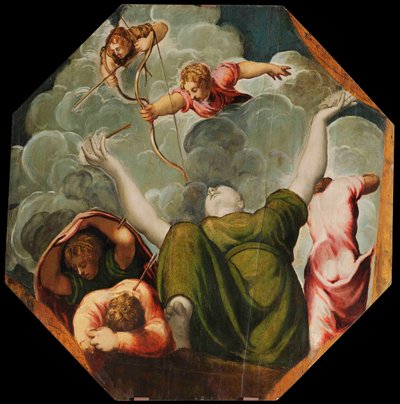 Apollo en Diana Straffen Niobe door Haar Kinderen te Doden door Jacopo Robusti Tintoretto