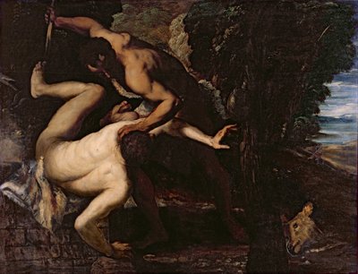 Kaïn doodt Abel door Jacopo Robusti Tintoretto