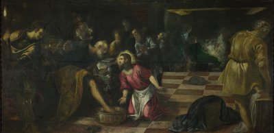 Christus wast de voeten van de discipelen, ca. 1575 door Jacopo Robusti Tintoretto