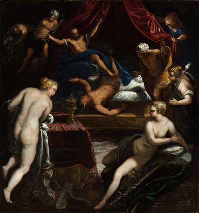Hercules Verdrijft de Faun uit Omphales Bed door Jacopo Robusti Tintoretto