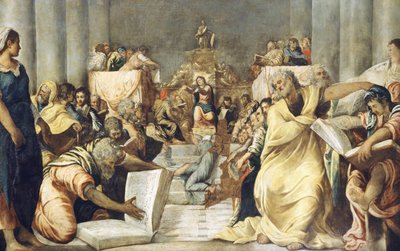 Jezus tussen de dokters in de Tempel van Jeruzalem door Jacopo Robusti Tintoretto