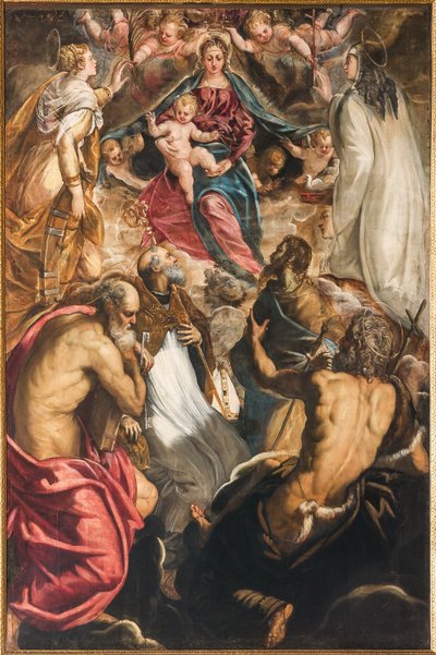 Madonna met Kind Jezus en Heiligen door Jacopo Robusti Tintoretto
