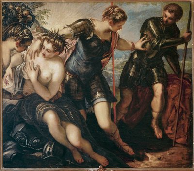 Minerva verjaagt Mars, ca. 1576 door Jacopo Robusti Tintoretto