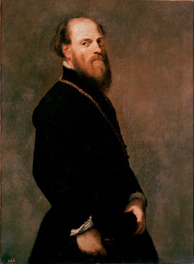 Portret van een heer in de gouden ketting Schilderij door Jacopo Robusti genaamd Tintoretto door Jacopo Robusti Tintoretto