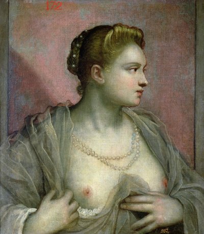 Portret van een Vrouw die haar Borsten Onthult, c.1570 door Jacopo Robusti Tintoretto