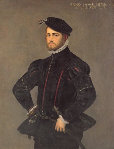 Portret van een jonge man, 22 jaar oud door Jacopo Robusti Tintoretto