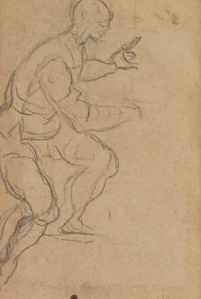 Zittende man van onderaf gezien (verso) door Jacopo Robusti Tintoretto