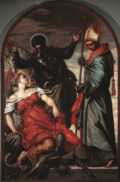 Sint Joris, de prinses en Sint Louis door Jacopo Robusti Tintoretto