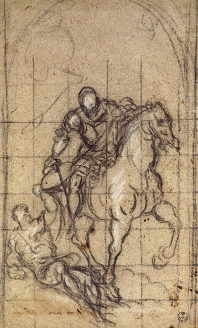 Studie voor San Martino, tekening door Jacopo Robusti Tintoretto