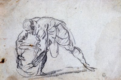 Studie voor gebogen mannelijke figuur door Jacopo Robusti Tintoretto