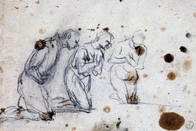 Studie voor knielende figuren door Jacopo Robusti Tintoretto
