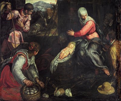 De Aanbidding van de Herders door Jacopo Robusti Tintoretto
