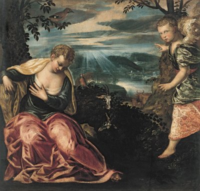 De aankondiging aan de vrouw van Manoach door Jacopo Robusti Tintoretto