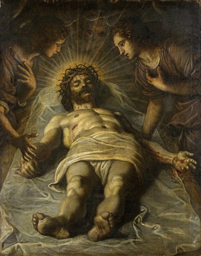 De dode Christus met twee engelen door Jacopo Robusti Tintoretto