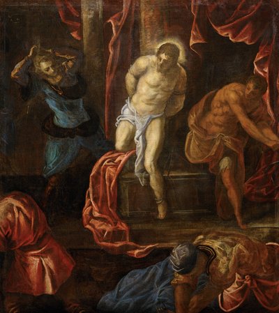 De Geseling van Christus, ca. 1585-1590 door Jacopo Robusti Tintoretto
