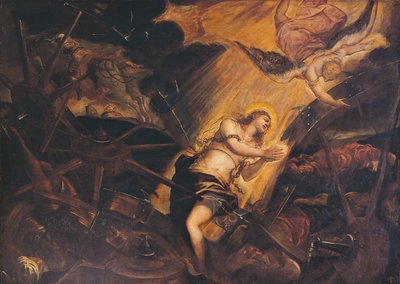 Het martelaarschap van Sint-Catharina, door Jacopo Robusti, bekend als de Tintoretto (1518-1594), Patriarchaal Paleis, Venetië, Italië door Jacopo Robusti Tintoretto