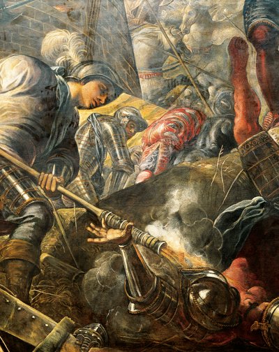 De Venetianen helpen de Bresciaanse belegering van Filippo Maria Visconti te doorbreken (detail) door Jacopo Robusti Tintoretto