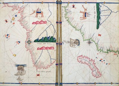 Ms Ital 550.0.3.15 fol.4v-5r Kaart van Afrika en de Kaap de Goede Hoop, uit de 
