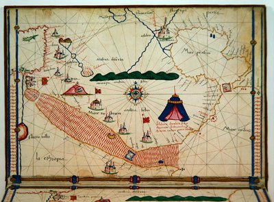 Ms Ital 550.0.3.15 fol.5v Kaart van de Rode Zee, uit de Carte Geografiche door Jacopo Russo