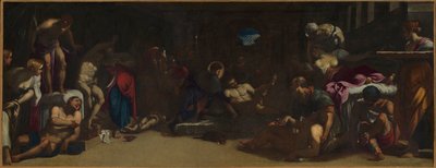 Sint Rochus verzorgt de pestslachtoffers in Venetië in het Lazaretto door Jacopo, Tintoretto