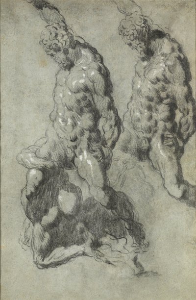 Twee studies over Simson die de Filistijnen doodde door Jacopo Tintoretto