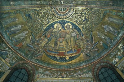 Kroning van de Maagd, apsis van de Basiliek van S.Maria Maggiore, Rome door Jacopo Torriti