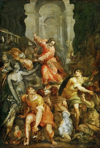Christus Verdrijft de Geldwisselaars uit de Tempel, ca 1588 door Jacopo Zucchi