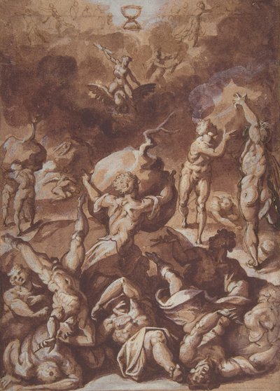 Jupiter vecht tegen de reuzen, 1540-96 door Jacopo Zucchi