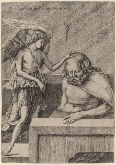 Custodi Nos Dormientes De Beschermengel door Jacopo de Barbari
