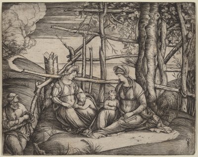 De Heilige Familie met de heilige Elisabeth en de kleine Johannes de Doper door Jacopo de