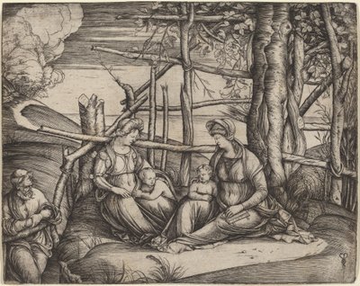 Heilige Familie met Sint-Elizabeth en de jonge Sint-Jan de Doper door Jacopo de Barbari