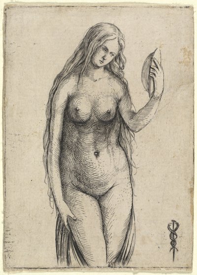 Naakte vrouw met een spiegel Allegorie van Vanitas door Jacopo de Barbari