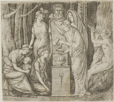 Offer aan Priapus, de kleinere plaat door Jacopo de