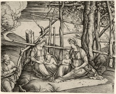 De Heilige Familie met St. Elizabeth en de Jonge St. Johannes, ca. 1499-1501 door Jacopo de Barbari