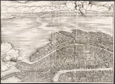 Uitzicht op Venetië [linkerbovenblok] door Jacopo de