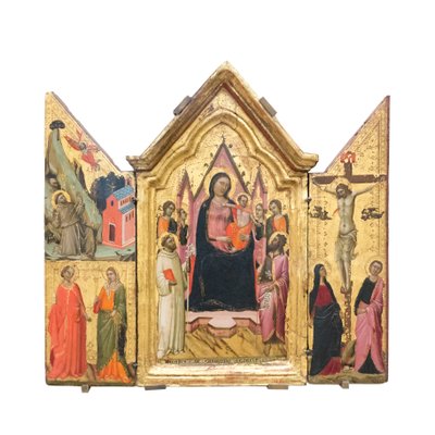 Madonna en Kind op de troon met heiligen en engelen, ca. 1320-1325 door Jacopo del Casentino