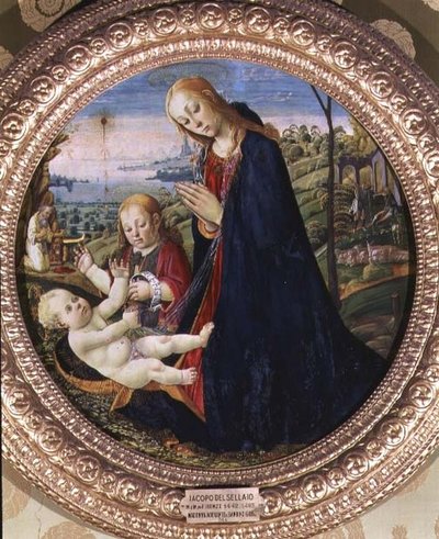 Aanbidding van het Christuskind door Jacopo del Sellaio