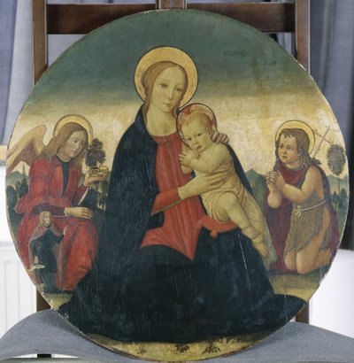 Madonna en Kind met Aartsengel Rafaël en St. Johannes, ca.1490 door Jacopo del Sellaio
