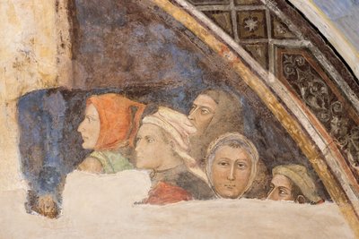 Vijf niet-geïdentificeerde figuren (fresco) door Jacopo di Cione