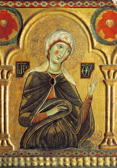 Figuur van Maria, uit Verlosser met de Madonna en drie heiligen door Jacopo di Meliore