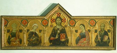 De Verlosser met de Madonna en drie Heiligen (detail) door Jacopo di Meliore