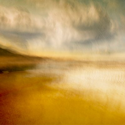 Abstrakt zonsondergang aan zee door Jacqueline van Bijnen