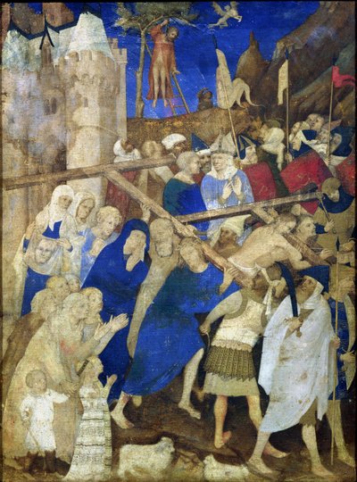 Christus Draagt het Kruis, uit de Grandes Heures de Duc de Berry door Jacquemart de Hesdin
