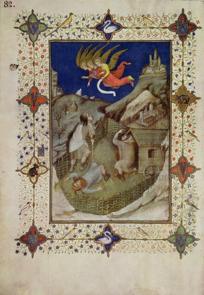 MS 11060-11061 Uren van Notre Dame: Tierce, de engelen verschijnen aan de herders, uit de 